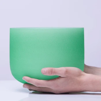 

8" Note F Heart Chakra Green Colored Frosted Quartz Crystal Singing Bowl - for Yoga Meditation