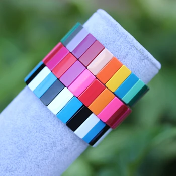 

Multicolor Enamel Bracelet Shaped Check Beads Suitable Bracelet Rainbow For Ladies Men Fashion Jewelry.