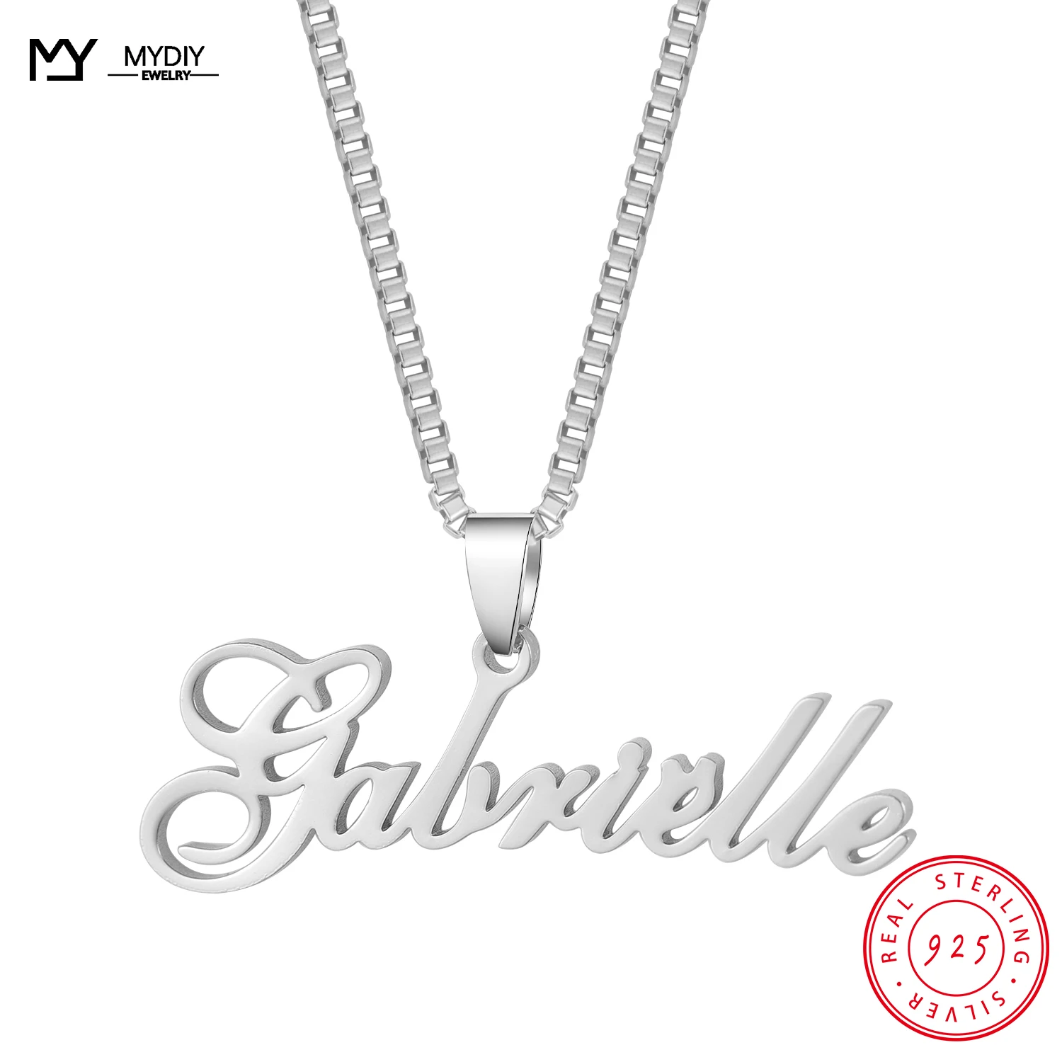 MYDIY 925 Sterling Silver Customized Name Necklace For Girlfriend, Family Gift Exquisite Pendant Jewelry 2021 Trend play house toys our happy family theme villa suit girl child doll multicolor plastic 2 4 years girls 2021