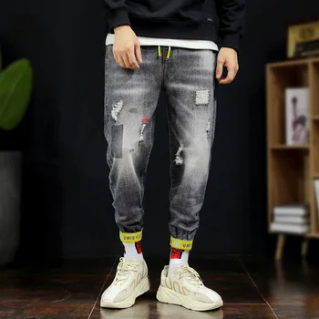 

Jeans spring and autumn hip hop pencil pants Skinny Ankle jeans men slim gray denim suitable for young men Large size jeans