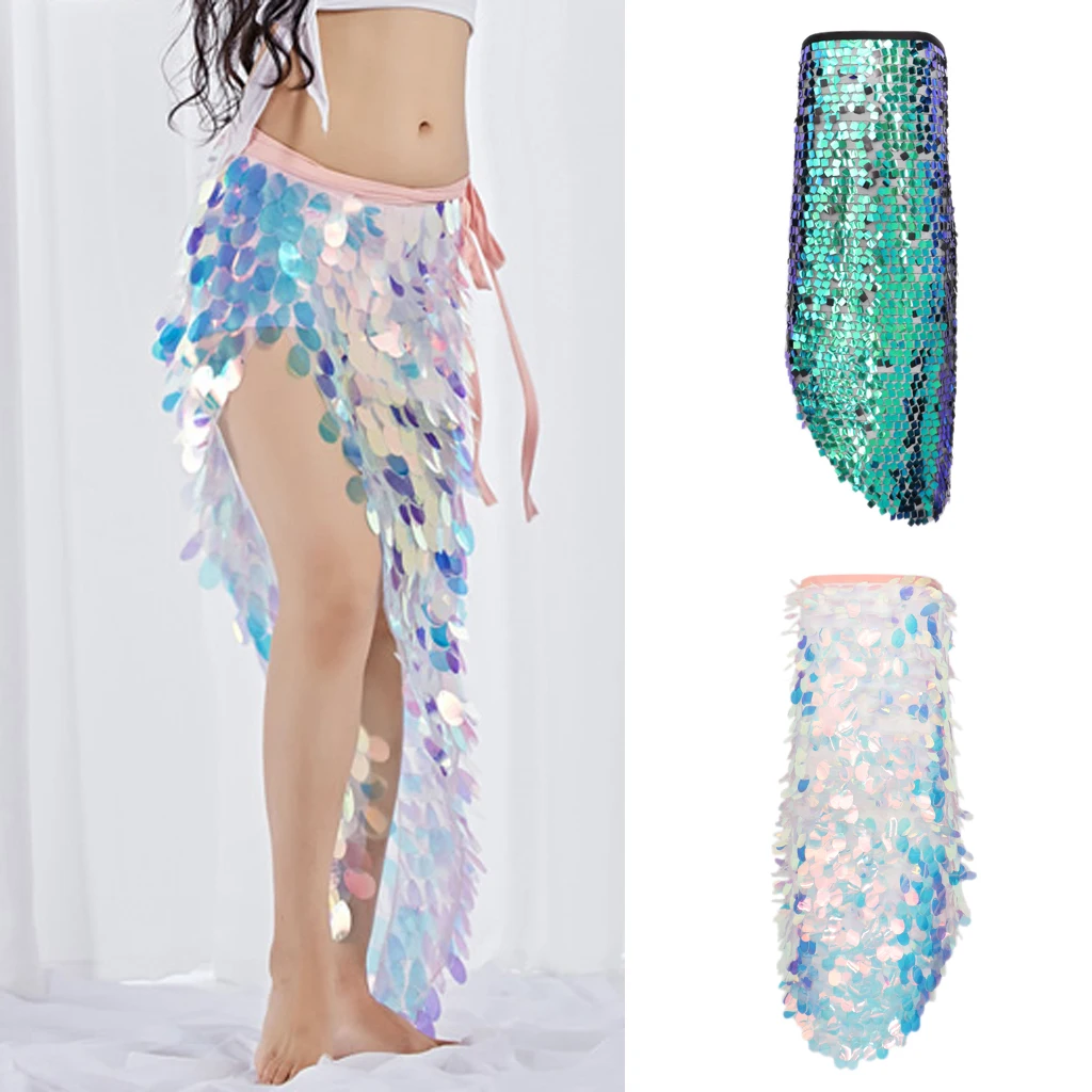 Belly Dance Hip Scarf Shining Sequins Triangle Scarves with Tassel Dance Hip Wraps Accessories