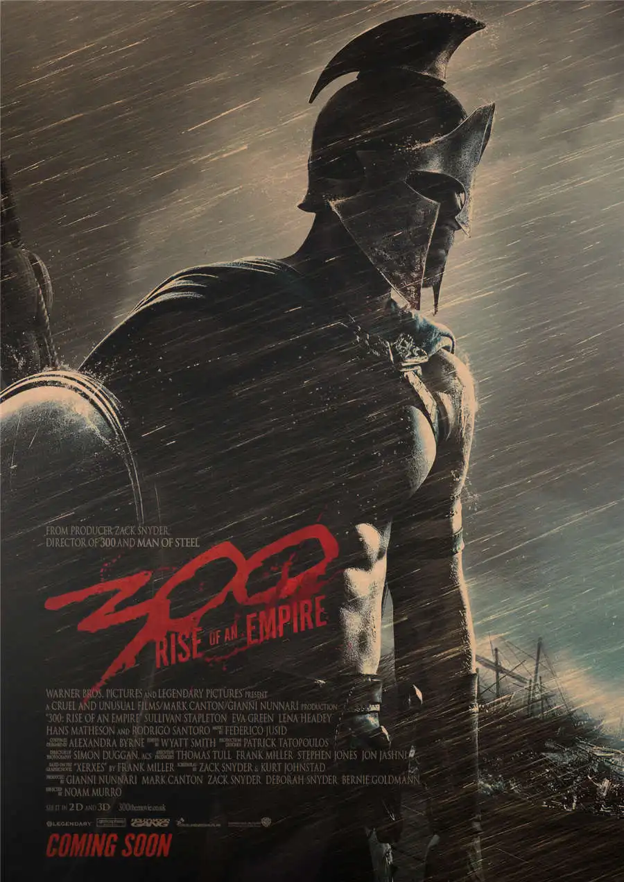 movie1 Спартанского воина винтажные наклейки печать, живопись, декор для стены, Стикеры бумага для поделок в стиле ретро кафе Паб Бар Картина для оформления дома 42x30 см - Цвет: movie1