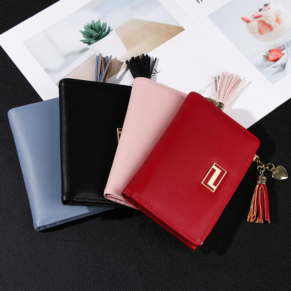 

1PC Fashion Women Small Zipper Tassel Wallet Multi-color Portable Mini Cute Credit Card Holder Unique Design Leather Wallets