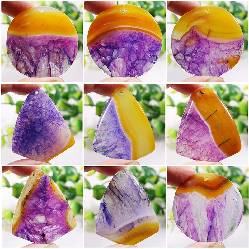Natural Agate Heart Stone Crystal Carved Healing Pendant Loose Beads Jewelry Acc 