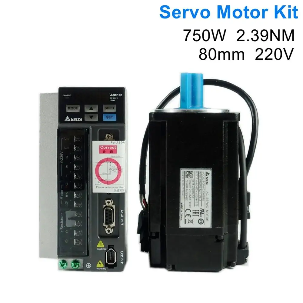 80 мм 220v 750w 2.39NM 3000 об/мин 17bit ASD-B2-0721-B+ ECMA-C20807RS AC привод с серводвигателем комплект с 3 м кабель
