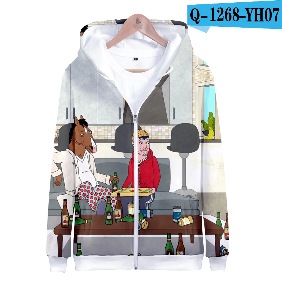Конь БоДжек Толстовка Горячая Slim Fit полиэстер тенденции моды с капюшоном, толстовка, повседневные худи свитшоты на молнии - Цвет: As shown