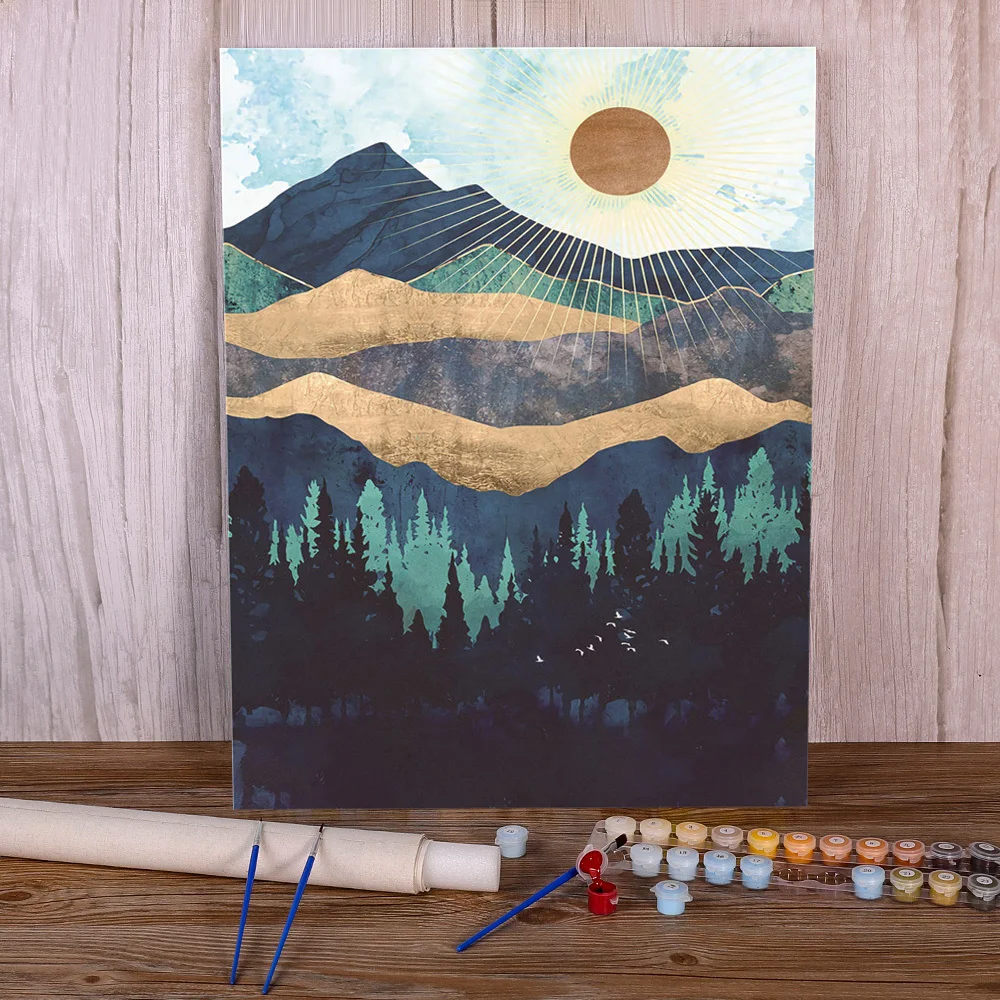 Modern Abstract Landscape Diy Paint By Numbers Set Oil Paints 50*70 Oil