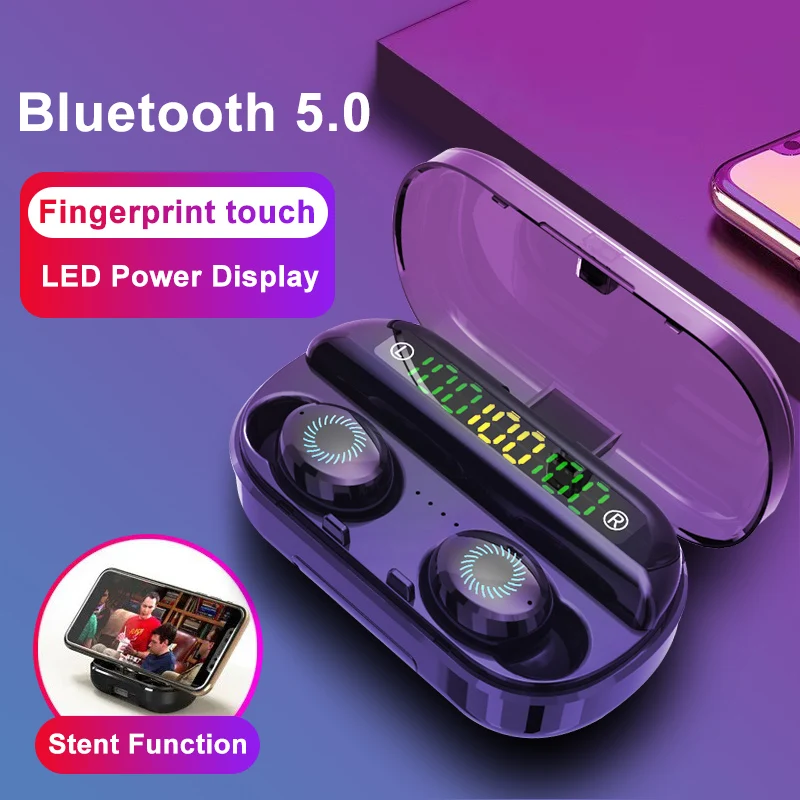 Tanie Bezprzewodowe słuchawki TWS 5.0 słuchawki Bluetooth radio hifi słuchawki z redukcją hałasu słuchawki wodoodporne słuchawki douszne LED Power