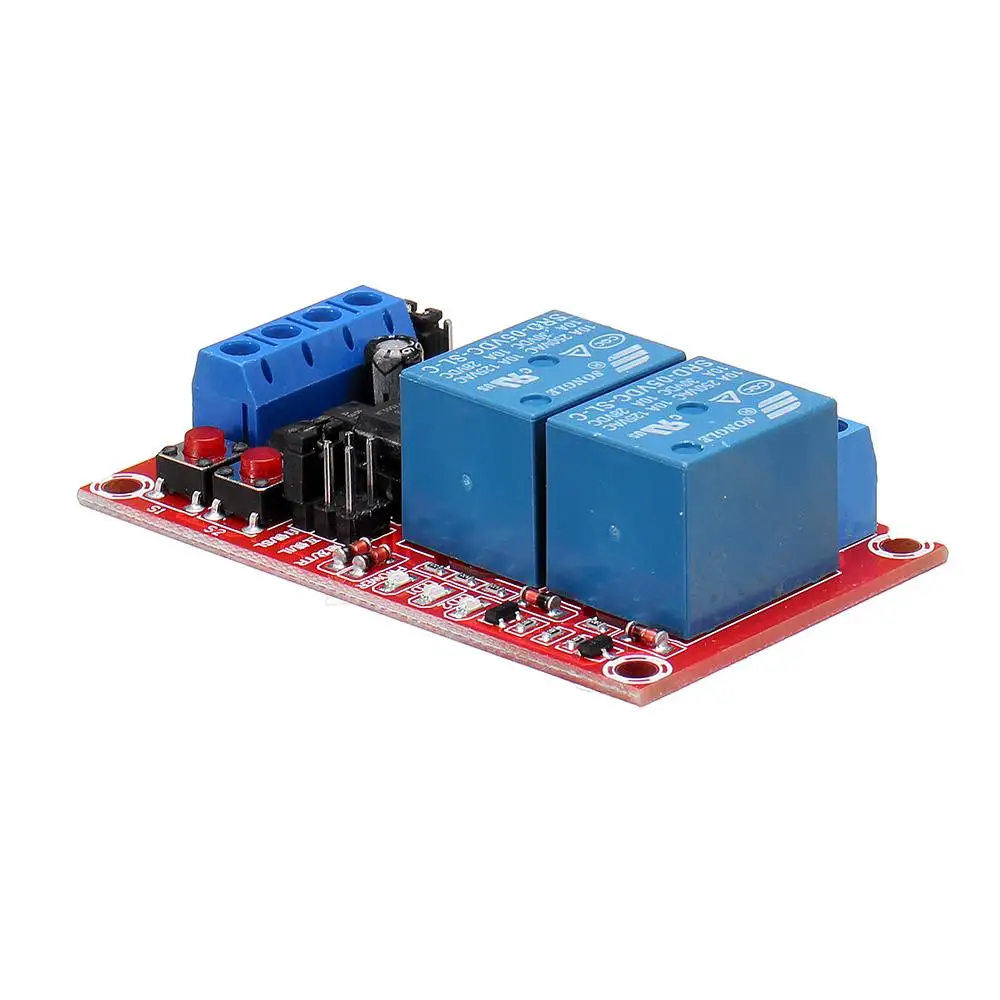 5V 2 Channel Button Self-locking Relay Module Interlock Three-selection One High and Low Level Trigger with Switch Light