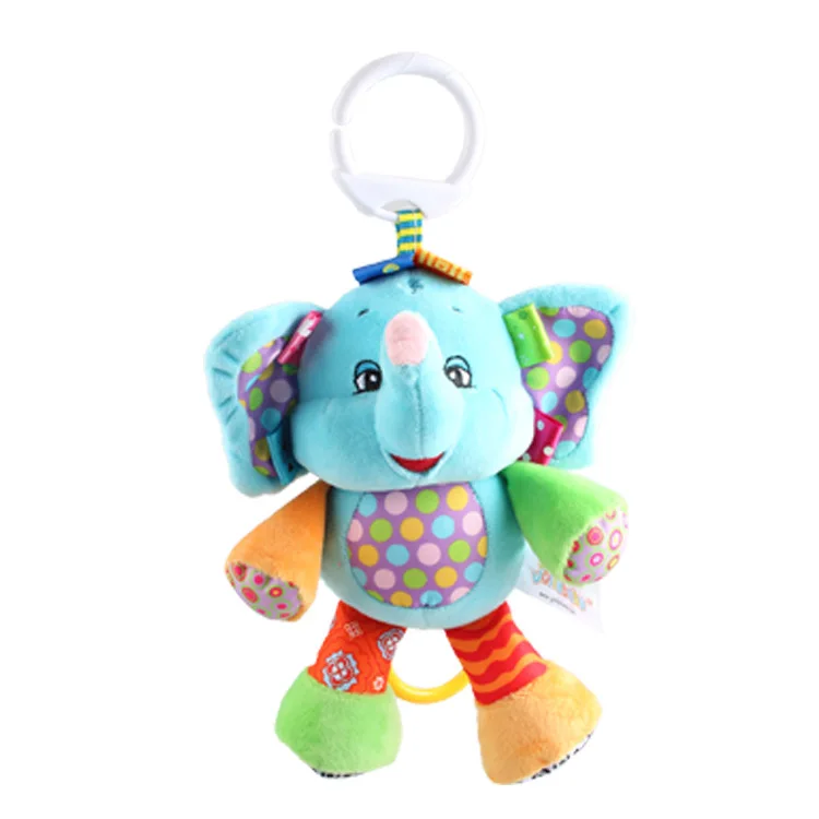 Blue Elephant Happy monkey милый музыкальный Плюшевые Животные мягкий, для новорожденных Обучающие Удобная подвесная игрушка для кроватки для новорожденных Детский подарок - Цвет: Blue Elephant
