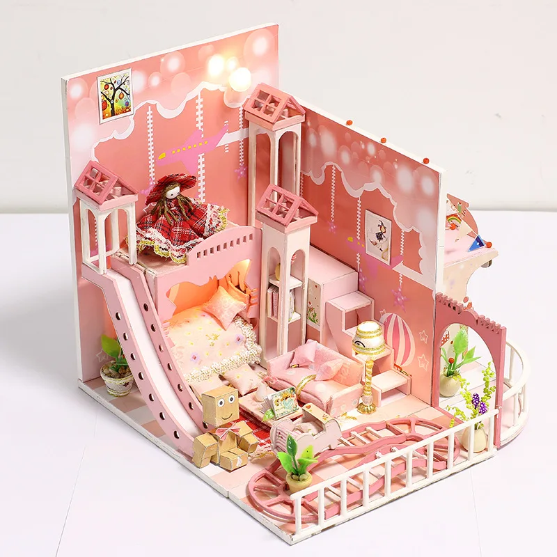 

Interest Yi Ya DIY Hut Dreamy Childhood Innocence Small May Handmade Assembled Mini Villa Model Wood DIY Hut