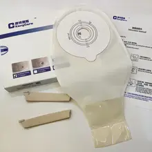 Free shipping,Economical Drain valve Colostomy Bags; One-piece system Ostomy Pouch with Clip Closure, for stoma size 25-55mm