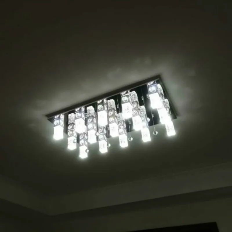 

Square Rectangular Led Ceiling Light Fixture Cool White Or Warm Led Luminaire Living Room Bedroom Crystal Column Ceiling Lamp