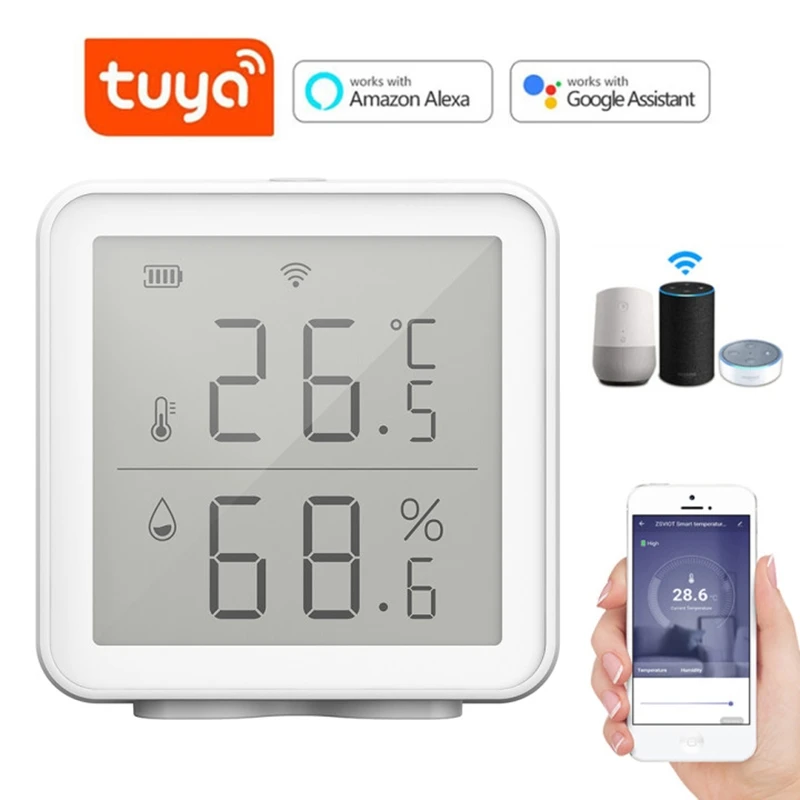 Tuya WiFi Temperature And Humidity Sensor Smart Home Indoor Intelligent Sensor Thermometer Humidity Meter Work With Alexa