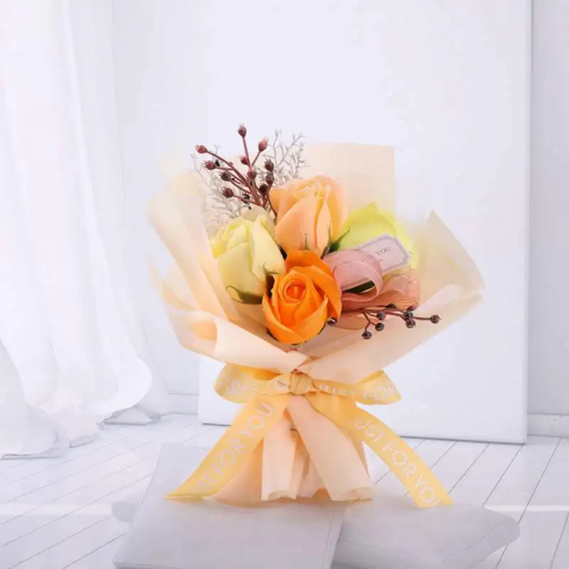 Romantic valentine's day gifts Soap Flower Beautiful Artificial Roses Bouquet Anniversary Gifts For Wife Mother