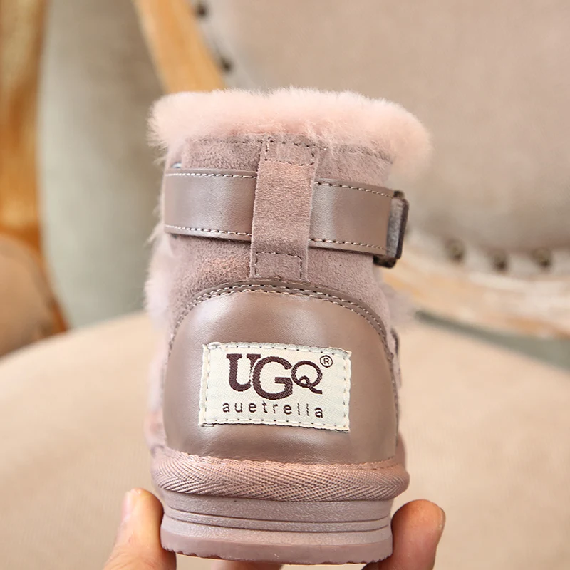 Boys snow boots and girls aged 1-2-3-15 in winter to genuine leather keep warm children's school cotton shoes