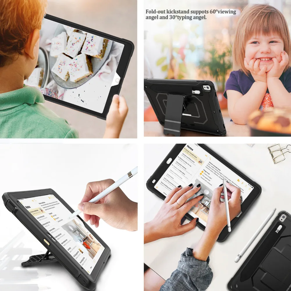 Чехол для iPad Pro 10,5/iPad Air 3 10,5 чехол с держателем для карандашей, сверхмощный силиконовый чехол-Броня чехол-подставка на шею