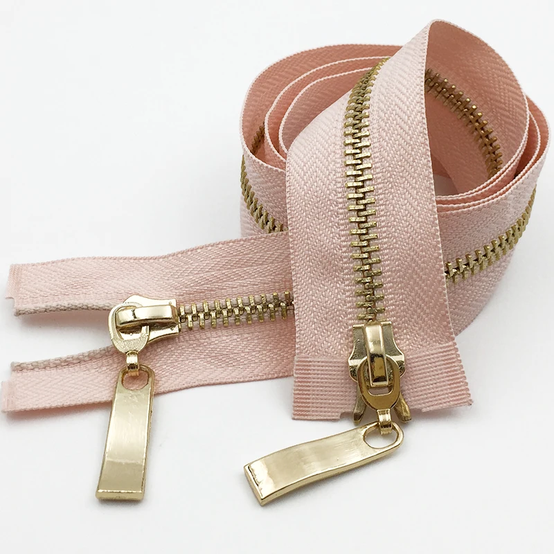 pinkgold Meetee 1 шт. 80/100/120 см автоматический металлический замок молния двойной слайдер застежки-молнии для куртки пальто DIY сумка Аксессуары для шитья одежды - Цвет: pinkgold