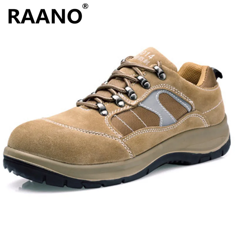 

Men Leather Mesh Work Shoes Boots Steel toe cap Anti-smashing anti-piercing Men Multifunction Protection Footwear Safety Shoes