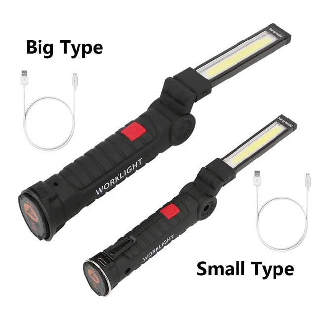 COB LED Tactical Flashlight USB Rechargeable Torch Waterproof Work Light Magnetic Lanterna Hanging Lamp For Night Lighting Small and Big Type