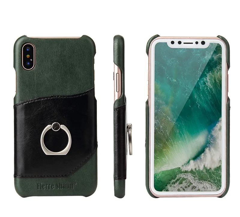 Роскошный чехол из натуральной кожи для iPhone X XS Max XR, карманное кольцо на палец, задняя крышка для iPhone 6 6s 7 8 Plus 11 Pro Max, чехол