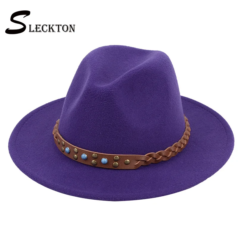 

SLECKTON Fashion Fedoras Hats for Women Casual Girl Panama Jazz Cap Ladies Woolen Top Hat Men Bowler Hats Unisex Gorras S1080