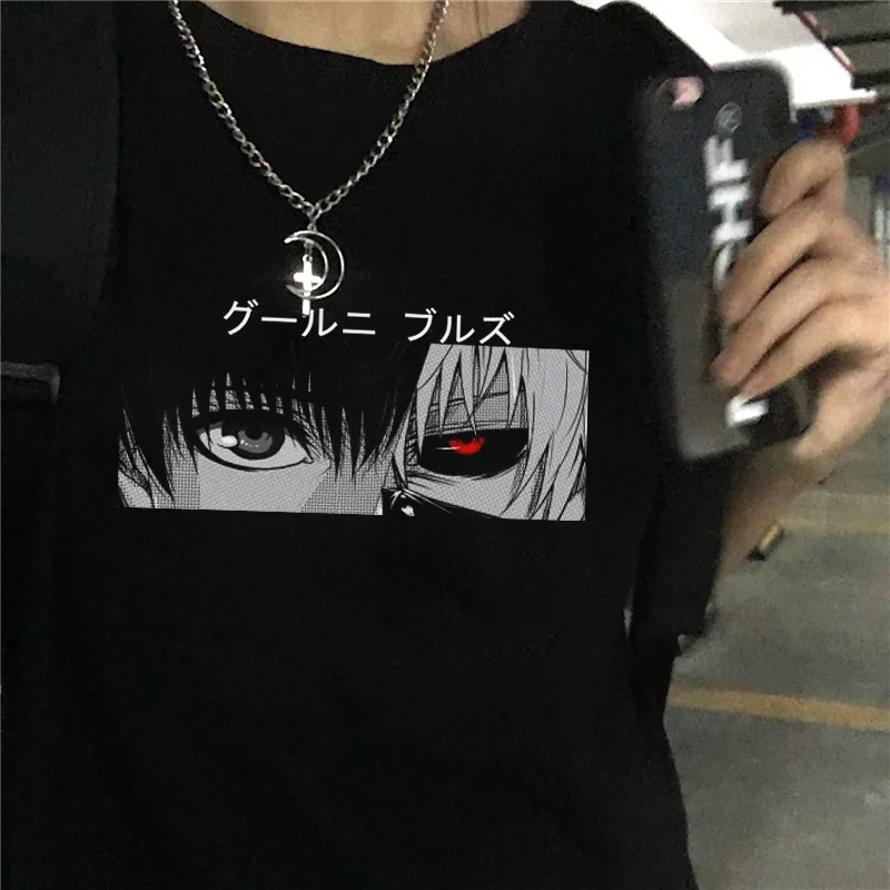 Camiseta holgada de Anime japonés Tokyo Ghoul Funimation Kaneki Ken, ropa informal de moda Punk Harajuku