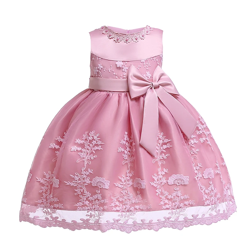 Платье принцессы для дня рождения; кружевное платье подружки невесты для маленьких девочек; однотонная кружевная Одежда для девочек