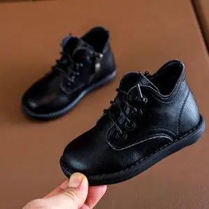 Черный Claladoudou/13,5-15,5 см брендовые осенние детские ботинки бежевого и черного цвета детская обувь из искусственной кожи для девочек, ботильоны 0-3Y - Цвет: Черный