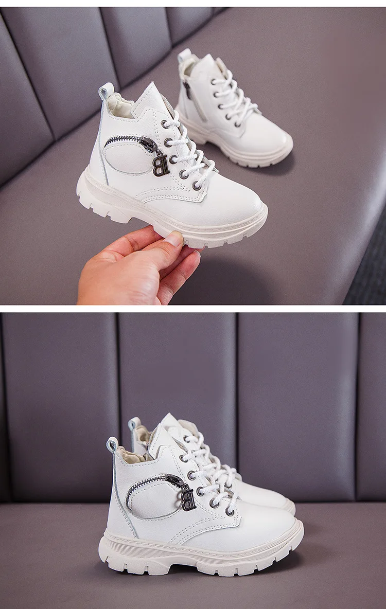 Girls Martin Boots Spring and Autumn New Children's Fashion British Style Boots Boys Fashion Leather Boots