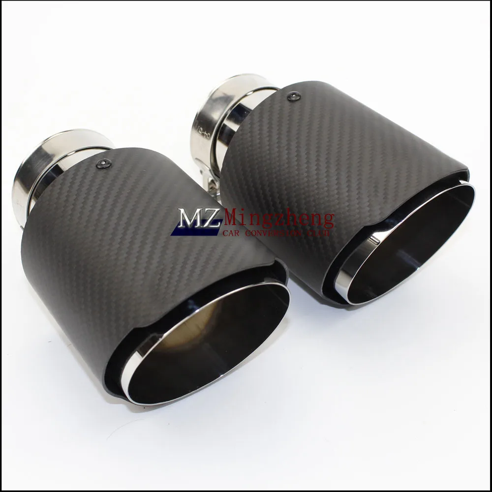 1Pcs car styling Carbon fiber + stainless steel universal Auto a.k exhaust tip tailtip end pipe for bmw V W golf | Автомобили и