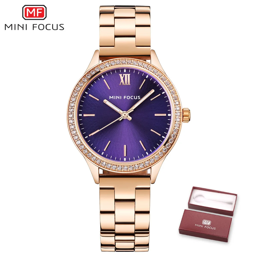 rose purple Мини фокус модные женские часы Топ люксовый бренд водонепроницаемые часы элегантные золотые для женщин нарядные кварцевые часы Relogio Feminino - Цвет: rose purple