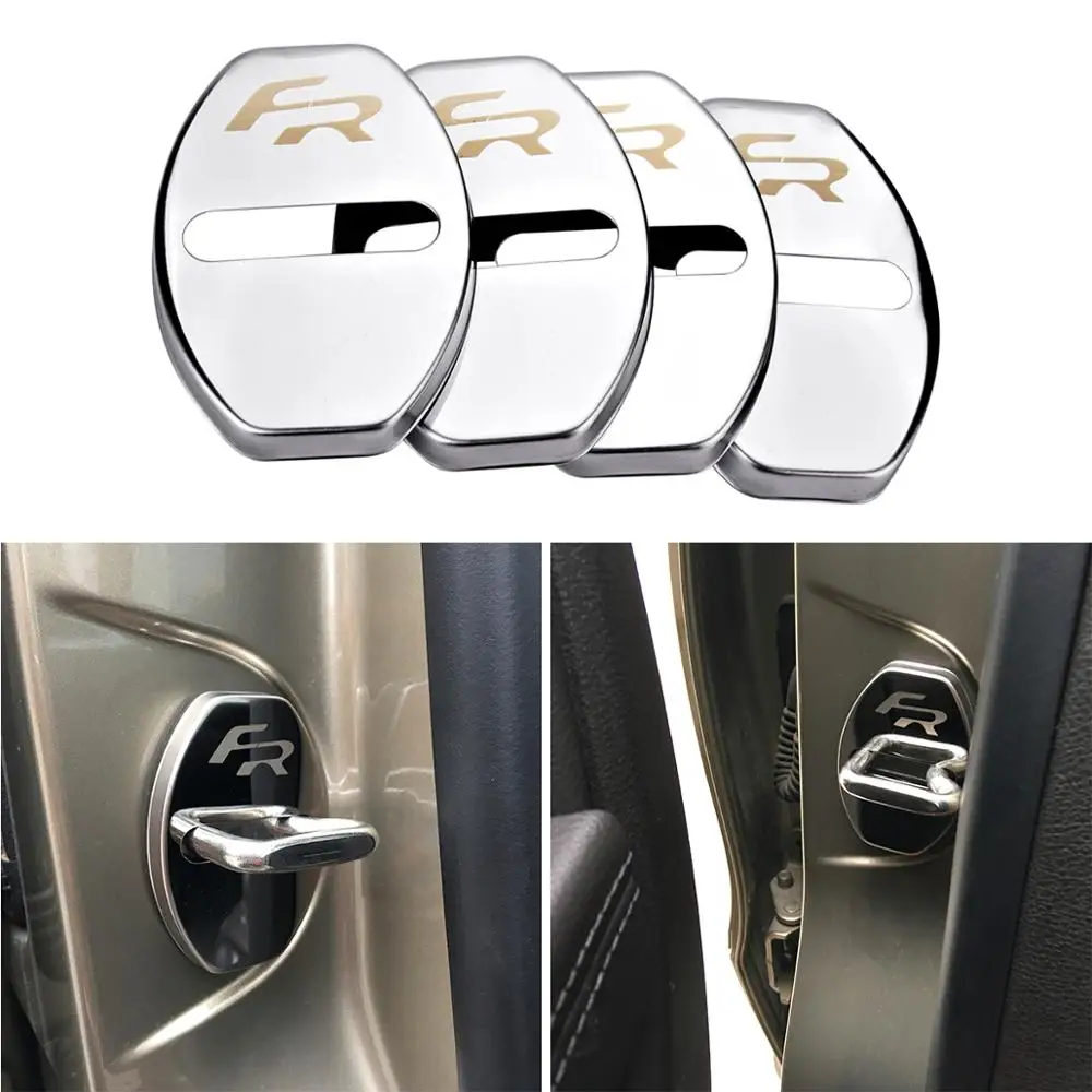 Автомобильный Стайлинг для Seat Leon Ibiza Arona Ateca Toledo FR Логотип Дверной замок крышка Защитная крышка нержавеющая сталь крышка для двери автомобиля Наклейка
