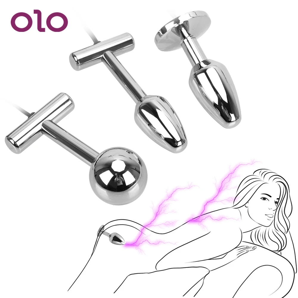 Металлическая Анальная пробка OLO с электрошоком анальная для массажа точки G