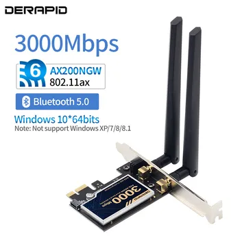 

3000Mbps Dual Band 2.4Gbps For WiFi-6 Intel AX200 Network Card Pcie Bluetooth 5.0 Wireless Adapter MU-MIMO PC Desktop Window 10