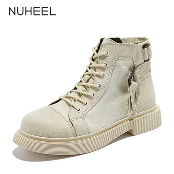 

NUHEEL women shoes autumn new fashion wild boots women breathable comfortable non-slip canvas boots