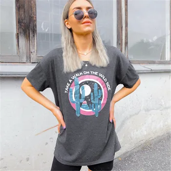 

2019 Summer T-shirt Women Tops Tee Take A Walk On The Wild Side Print T-Shirt Female O-Neck Tops t shirt Women Casual Tees