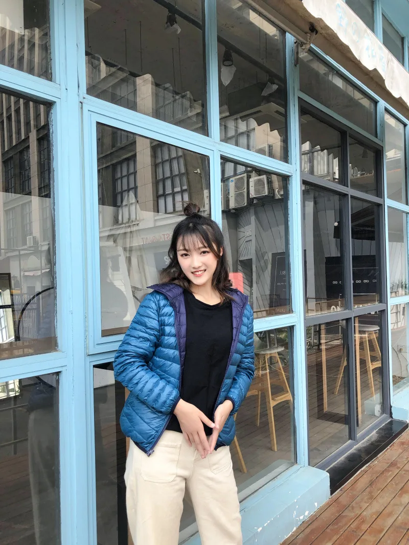 New Style Autumn And Winter Warm Slim Fit Slimming Stand Collar Double-sided Wear Thin down Jacket Women's Short Coat Rever