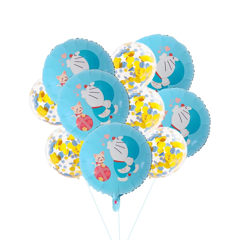 10 шт. мультфильм Doraemon 18 дюймов фольги Воздушные шары и розовый синий воздушный шар "Конфетти" День Рождения украшения детские товары для вечеринки, игрушки