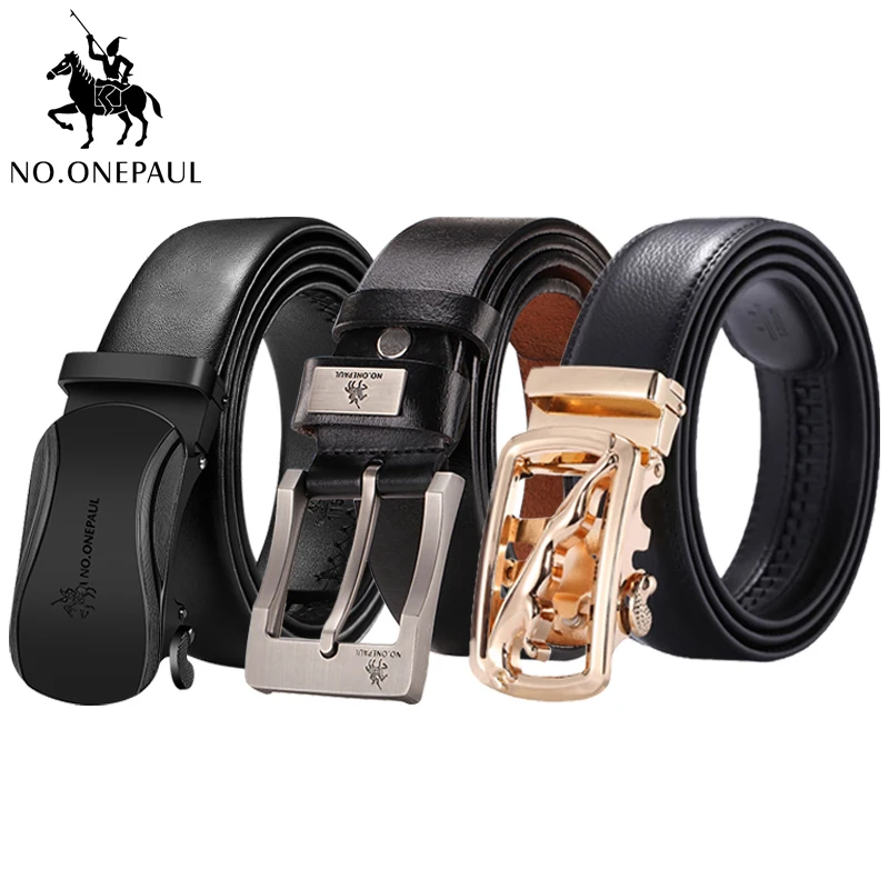 Tanie NO.ONEPAUL Luksusowa marka męska pas skórzany pas męski mężczyzna prawdziwej skóry pin klamra i automatyczne klamry pasy 3szt pasów