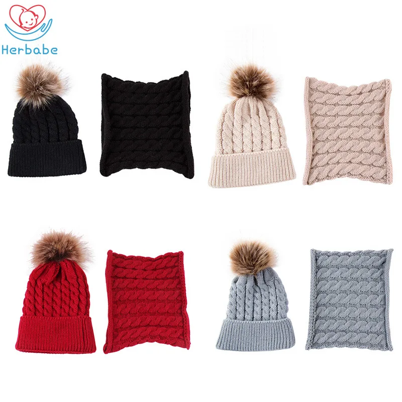 Herbabe/комплект из 2 предметов шапка и шарф теплая вязаная для новорожденных детей