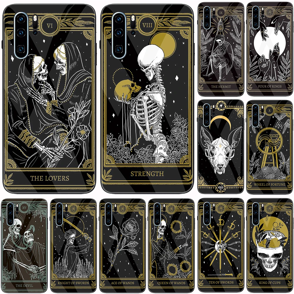Чехол из закаленного стекла для Huawei P10 P20 P30 Lite P40 Pro Plus E P Smart Z Death Tarot | Мобильные