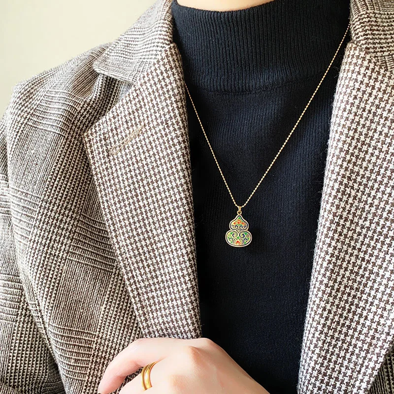 

Timeless Wonder Titanium Chinese Style Enamel Gourd Charm Choker Necklace Women Stainless Steel Jewelry Punk Gothic Boho 4246