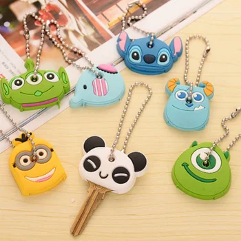 

8 Styles Cartoon Cute Key Cover Cap Silicone Elephant Keychain Women Gift Panda Key Chain Good Quality Home Accessories Supplies