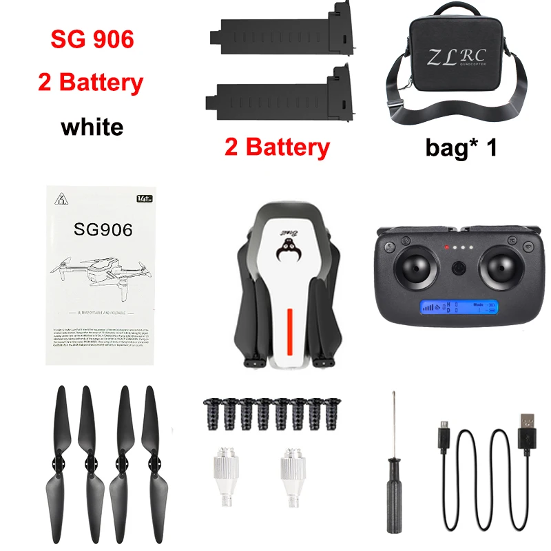 White 2B With Bag SG906 gps Бесщеточный 4K Дрон с камерой RC Квадрокоптер DronHandbag 5G Wifi FPV Дрон оптический поток позиционирования высота удержания - Цвет: White 2B With Bag