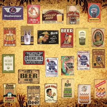 

[Luckyaboy] Budweiser Pabst Blue Ribbon Mythos Beer Man Cave Cola Metal Tin Sign Pub Bar Garage Car Retro Decor AL011