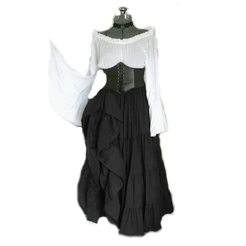 

halloween women renaissance medieval cosplay costumes gothic retro elegant Ruffles long sleeve corset palace court princess dres