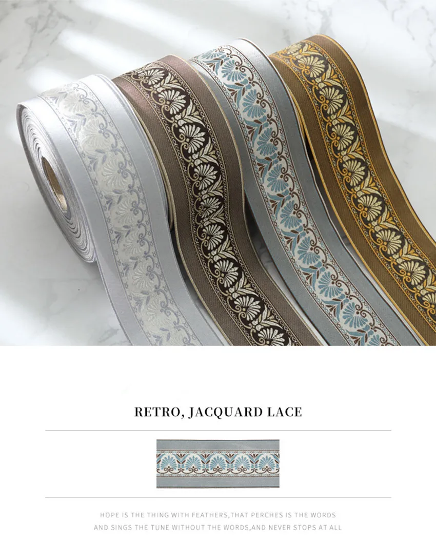 QGVLish 10M/Lot 6cm Wide Jacquard Ribbon Belt DIY Sewing Sofa Costumes Curtain Trims Embroidery Lace Trim Material Home Decor