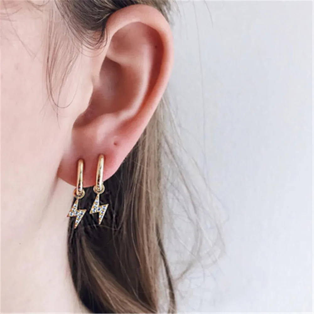 

Women Female Vintage Punk Stud Ear Bone Earring Set Fashion Thunder Geometric Crystal Metal Earring Jewelry Wholesale-XJ-W17