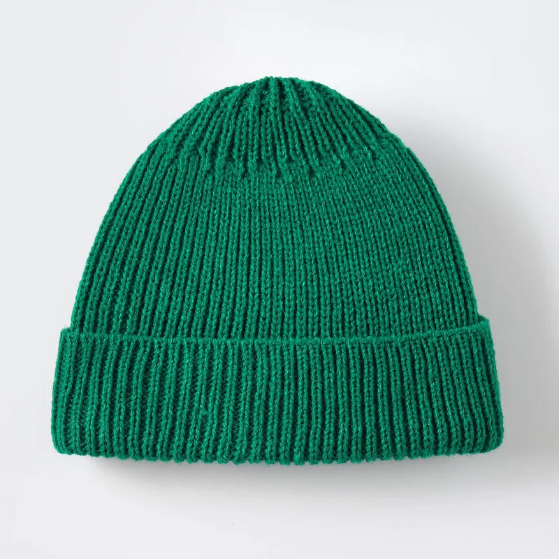Dark Green Короткие Шляпы Стильные Головные Уборы для Мужчин С Наклейкой Повседневная Вязаная Шапка Зимняя Шапка в стиле Хип-Хоп из нитрилома Осень-зимние Шапочки Для матроса - Цвет: Dark Green